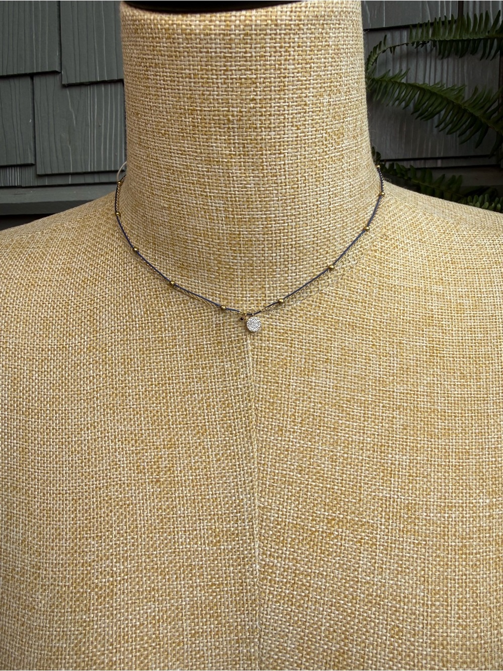 New🌟Serefina -Anthropologie- Gold Beaded Blue Choker Necklace with Pavé